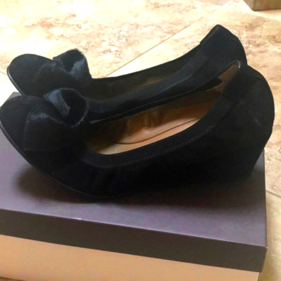 Anyi Lu Black Suede Wedges